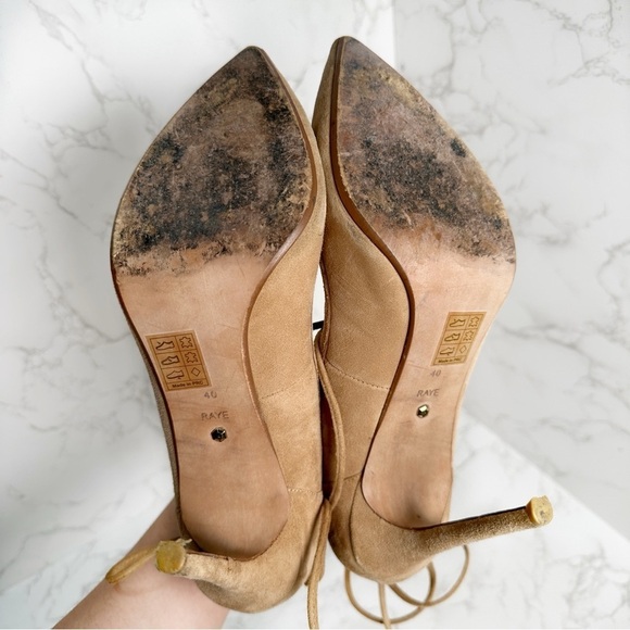 Raye Taylor Suede Lace Up Pumps Pointed Toe Brown Tan Size 40 US 10 - Picture 9 of 9